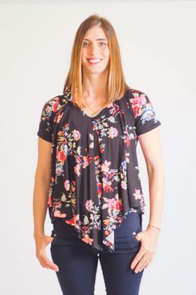 Breast Feeding Blouse – Sharon – Black with Flowers