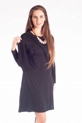 שמלת הנקה – אפרת שחור שרוול ארוך