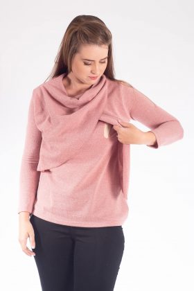 Maternity & Breastfeeding Knit Blouse – Gilat Pink