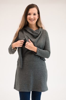 Maternity & Breastfeeding Knit Tunic – Gal Gray