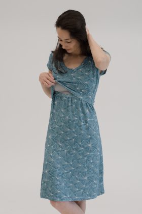 BreastFeeding Dress with short sleeves – Maya turkiz