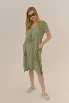 שמלת אילנה ירוק מודפס