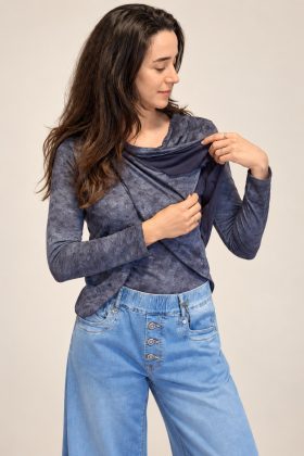 חולצת גילת שחור אפור מרוח שרוול ארוך